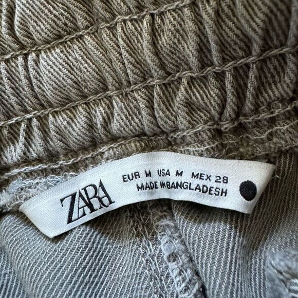 Zara Women’s Essential Pants Size Medium Distressed W Drawstrings Cotton Blend - Picture 5 of 10